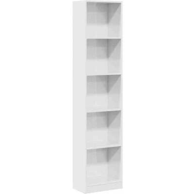 Image of vidaXL high gloss white bookcase/freestanding shelving engineered wood 40x24x176 cm modern storage for living room/bedroom/office