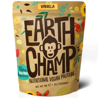 Image of Vegan Protein Powder (1kg) 28 Servings EarthChamp by Wyldsson Plant Based Vanilla Shake, Dairy Free, Gluten Lactose Free Protien (Vanilla)
