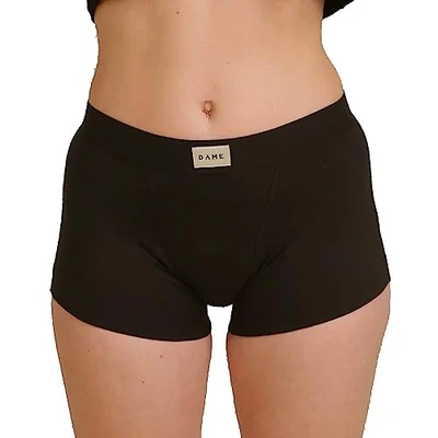 Image of DAME Reusable Shortie Period Pant Black Size 14 Soft Organic Cotton Underwear for Women. Secure, Absorbent, Hypoallergenic Underwear.