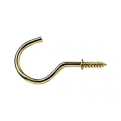 Image of Merriway BH03806 (100 Pcs) Electro Brass Plated Shouldered Cup Hooks, 15 mm Pack of 100 Pieces