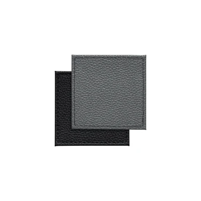 Image of Denby Set Of 4 Black Grey Reversible Faux Leather Coasters