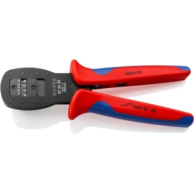 Image of Knipex crimping Pliers For micro plugs parallel connectors in the Mini Fit™ series from Molex LLC burnished, with multi component grips 190 mm 97 54 25