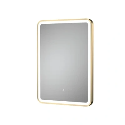 Image of Balterley Rectangular LED Illuminated Touch Sensor Framed Mirror with Demister, 700mm x 500mm Brushed Brass