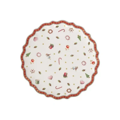 Image of Villeroy &amp; Boch 1485852291 Cake Plate, Porcelain, Multi, 21 x 6 cm, White/Colourful, Round