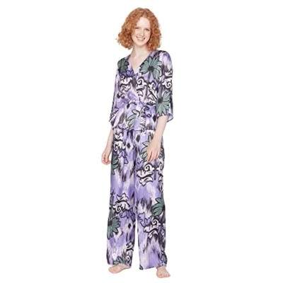 Image of Trendyol Women&#039;s Woman Floral Woven Pajama Set, Multi Color, 34 (Pack of 2)