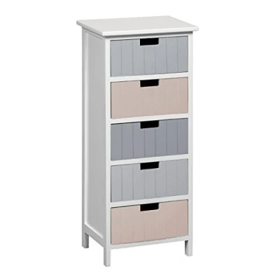 Image of Premier Housewares, Chest Of Drawers Bedroom White For 5 Assembled H84x W35xd28
