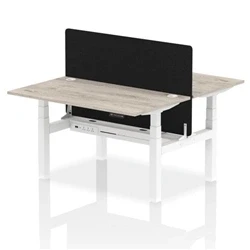 Image of Air B2B 1400x800mm Adjustable 2P Bench Desk CP Grey Oak/White + Screen