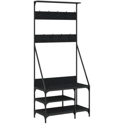 Image of vidaXL Clothes Rack with Shoe Storage Black 80x40x184 cm