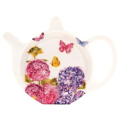 Image of LESSER &amp; PAVEY Melamine Teabag Tidy Rest Drip Tray Plate Butterfly Blossom Floral Pink Design