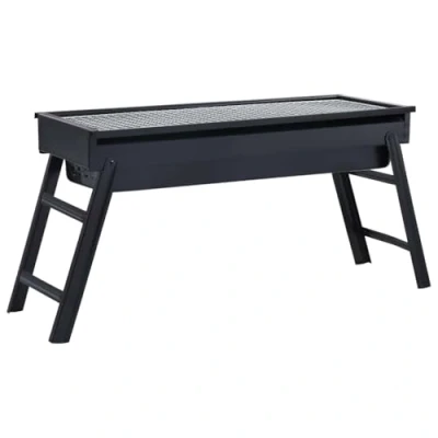 Image of vidaXL Portable Camping BBQ Grill Lightweight Foldable Charcoal Table Top Freestanding Folding Grills Kitchen Appliances Steel 60x22.5x33cm