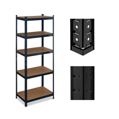 Image of Relaxdays Heavy Duty Shelving, up to 500 kg, Dividable, Cellar, Garage, Plug in Storage, 180 x 70 45 cm, Steel, Black