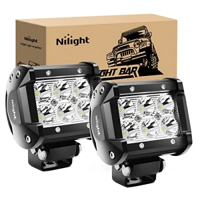 Image of Nilight Led Light Bar 12v 24v,2PCS 18W 4 inch 1260lm Spot Combo Driving Waterproof Work Triple Rows Off Road Truck Car ATV SUV Cabin Boat (4 inch)