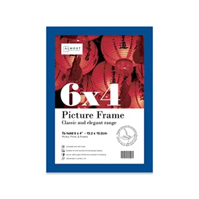 Image of 6x4 Inch Blue Photo Frame Wall Mountable and Freestanding Picture Standard Photograph Size, 6&quot; X 4&quot; (15 10cm)