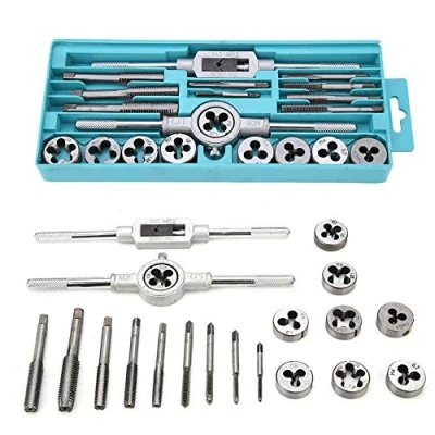 Image of 20pcs Tap &amp; Die Set, Alloy Tool Steel M3 M12 Screw Thread Wrench Hand Set with Box, Holder