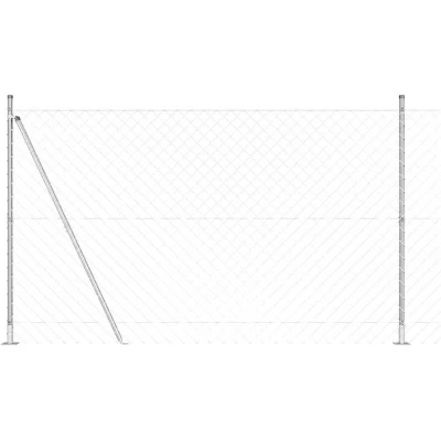 Image of vidaXL Chain Link Fence with 7 Flanged Posts 1.5x10 m Galvanised Steel
