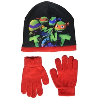 Image of Nickelodeon Boy&#039;s Ninja Tortlues Tmnt Hat and Glove Set, Red, 2.5 (Manufacturer Size: 54)