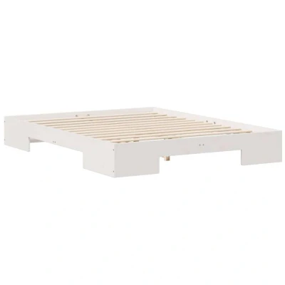 Image of Floor Bed Frame with Storage White 160 x 200 cm Solid pine wood Vidaxl
