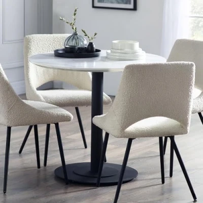 Image of Julian Bowen Dining Table, White Marble and Black, One Size