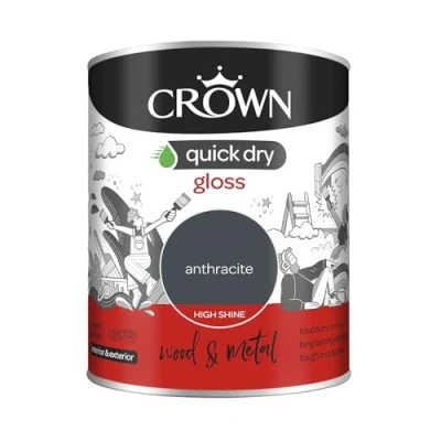 Image of Crown Quick Dry Gloss Paint Athracite Grey 750ml, Wood, Metal, Int/Ext