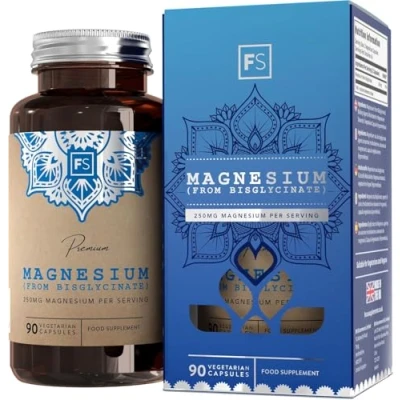 Image of FS Magnesium Glycinate 90 Supplements 250mg Bisglycinate per Serving High Strength Capsules Non GMO &amp; Allergen Free Made in The UK