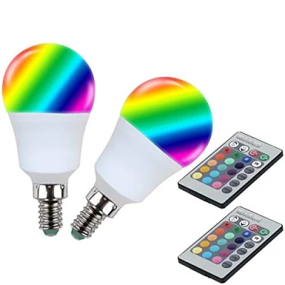 Image of YAKAiYAL RGB E14 LED Bulb G45 16 Color Change A45 Light 4 Modes for Mood Lighting 2 Piece