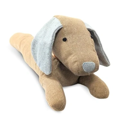 Image of Draft excluder for Door bottom Brown Dachshund Dog Draught Excluders Stopper herringbone Fabric Material &amp; Filling, Stitched, Velvety Soft long cushion home