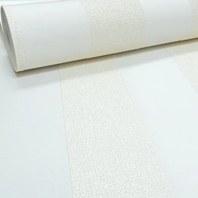 Image of SOPHIE LAURENCE Easy Paste The Wall Textured Shimmer Glitter Striped Cream Wallpaper for Living Room Hallway Bedroom