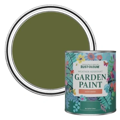 Image of Rust Oleum Green Mould Resistant Garden Paint in Satin Finish Jasper 750ml