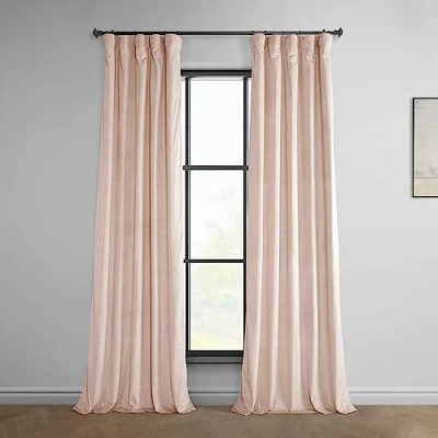 Image of HPD Half Price Drapes Heritage Plush Velvet Curtains 96 Inches Long Room Darkening for Bedroom &amp; Living 50W x 96L, (1 Panel), Light Pink
