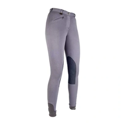 Image of HKM Girl&#039;s Reithose Penny Easy Kniebesatz Trousers, Dunkelgrau/Dunkelgrau, 152 (EU)