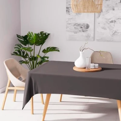 Image of Soleil d &#039;Ocre Alix Tablecloth Rectangular Anti Stain 140 x 300 cm, polyester, anthracite, 140x300 cm