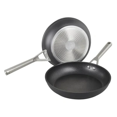 Image of Ninja ZEROSTICK Premium Cookware 2 Piece Frying Pan Set, 24cm and 28cm Pans Long Lasting, Non Stick, Hard Anodised Aluminium, Oven Safe to 260C, Grey, C32000UK