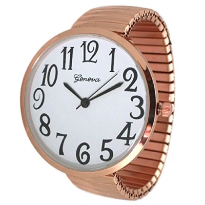 Image of Geneva Super Large Stretch Watch Clear Number Easy Read (Rose Gold), Rose Gold, 1 Count (Pack of 1),