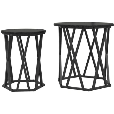 Image of vidaXL Black oak Wood and Metal Medium Durable Coffee Table