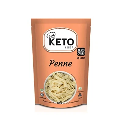 Image of Keto Chef Vegan Penne Pasta Konjac Slim Instant, Contains Zero Carbs &amp; Sugar, Shirataki, Free from, Paleo Friendly Healthy Diet Food Ready to Eat (270g)