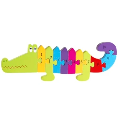 Image of Number Puzzle, Crocodile Wooden Puzzle Toys for 1 Year Old and Toddler Toys, Jigsaw Games Educational Montessori Early Development &amp; Activity by Orange Tree