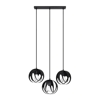 Image of Tulos Bar Pendant Ceiling Light, Black, 3x E27