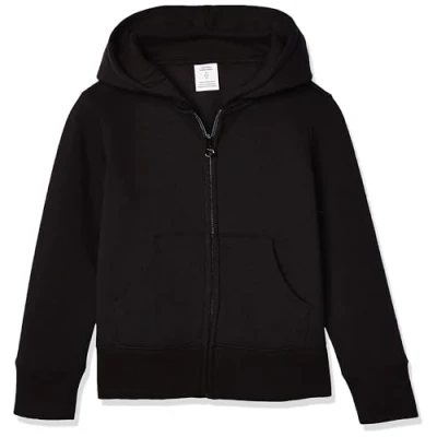 Image of Amazon Essentials Girls&#039; Fleece Zip Up Hoodie Sweatshirt, Black, 6 7 Years
