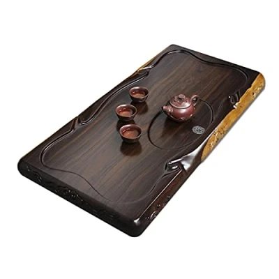 Image of Simple Tea Tray, Reservoir Type Chinese Gongfu Table, 23.6 Inch Serving Tray with Water Storage, Box for Home Teahouse (Without Set)