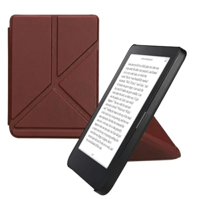 Image of kwmobile Origami Case Compatible with Kobo Clara 2E / Tolino Shine 4 Slim PU Leather Cover Stand Berry