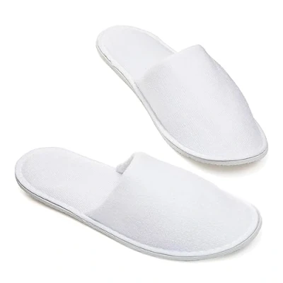 Image of NATURECA 10 Pairs Hotel Slippers/Spa Slippers/slippers women and slippers men one size disposable slippers/guest white