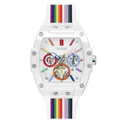 Image of Guess Phoenix Watch, Men&#039;s, Size: One Size, White