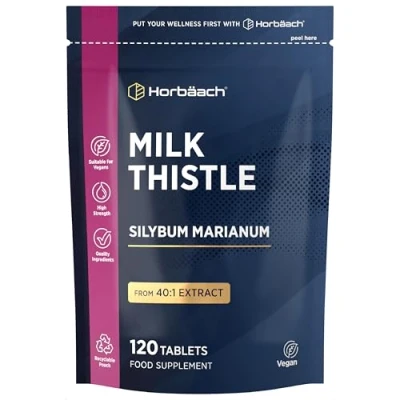 Image of Milk Thistle Tablets 120 Vegan No Artificial Preservatives by Horbaach