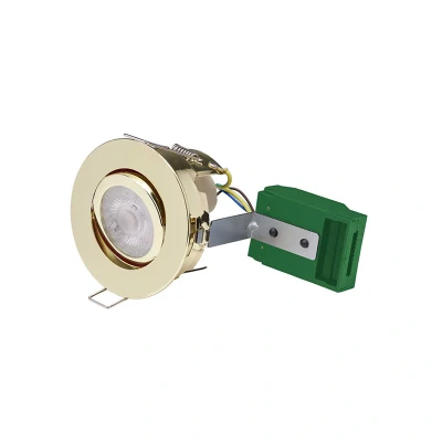 Image of Open Back Centre Tilt GU10 Downlight Brass Bell Lighting Firestay Protector