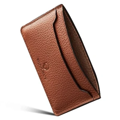 Image of Minimalistic Card Holder Wallet in Scandinavian Full Grain Leather Cognac