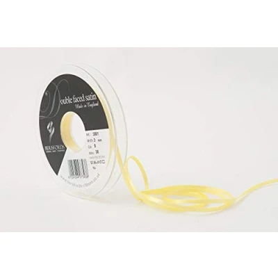Image of Berisfords Double Satin Ribbon, Lemon, 3 mm