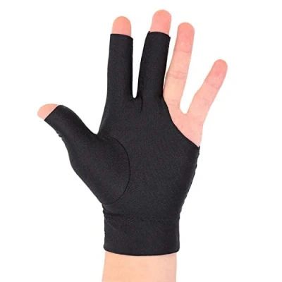 Image of Professional Snooker Billiard Gloves Cue Pool Left Hand Open Three Finger Spandex Glove