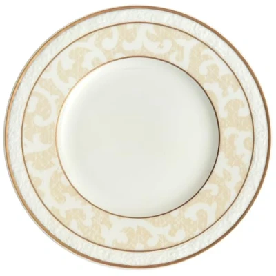 Image of Villeroy &amp; Boch Ivoire Bread Plate, Small Porcelain Plate with Gold Edges and Decoration, Dishwasher Safe, 180 mm