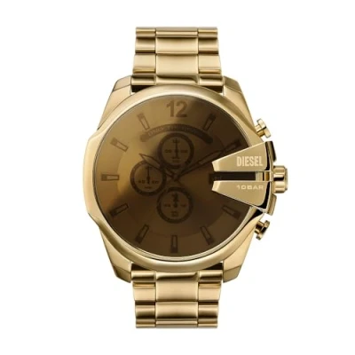 Image of Diesel MEGA Chief Chronograph watch goldcoloured, Men&#039;s, Size: One Size, Gold coloured