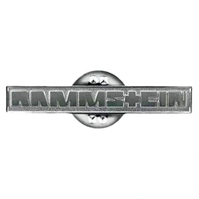 Image of Rammstein Silver Metallic Pin Badge, Zinc Alloy, 40 x 6mm Official Band Merchandise